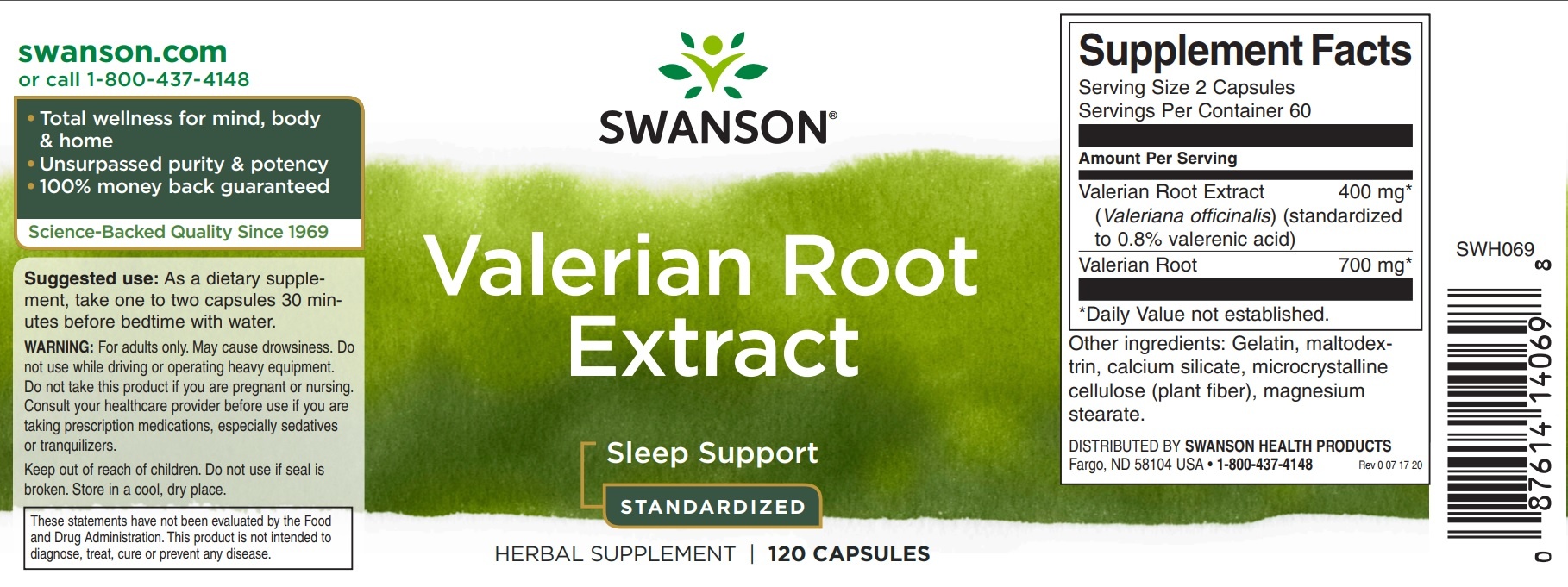 Swanson Valerian Root Extract - Standardized, 200 mg, 120 Caps