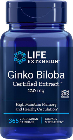 Life Extension Ginkgo Biloba Certified Extract™, 120 mg, 365 vegetarian capsules