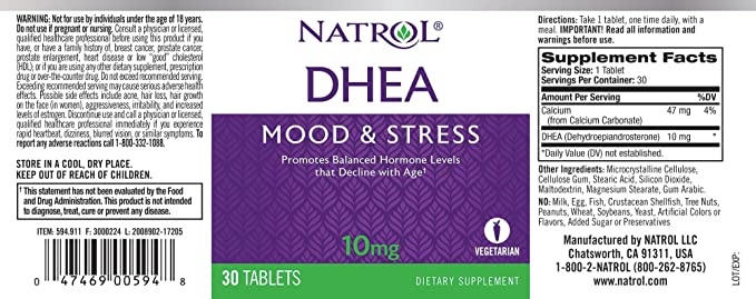 Natrol Køb DHEA, 10 mg, 30 tabletter