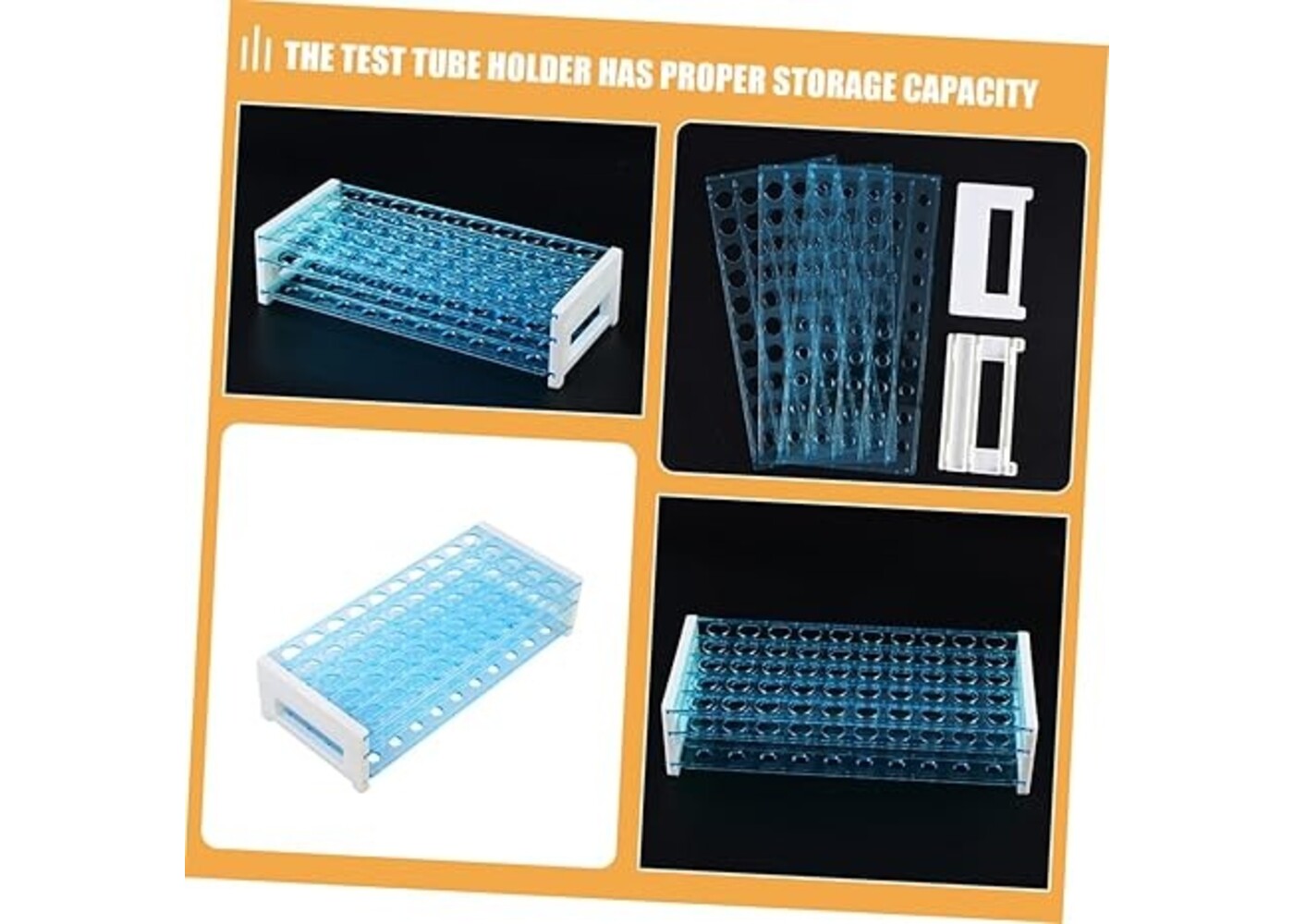 Rexar Detachable Test Tube Rack for Laboratory and Centrifuge Tubes – Tube Holder for 50 Tubes