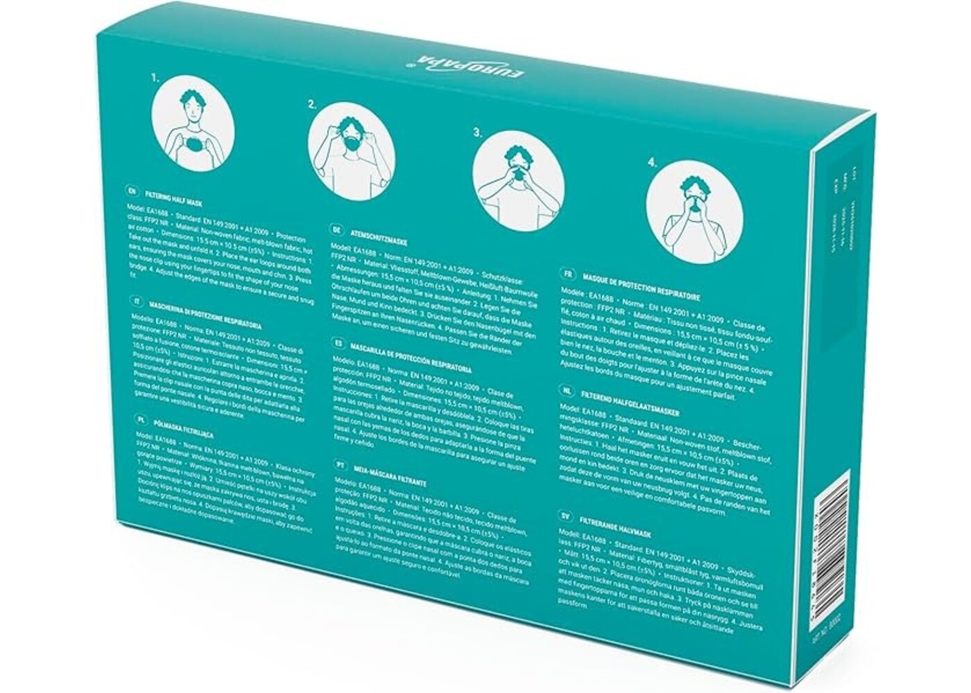 Rexar FFP2 Face Masks Black 5-Layer Respirators – Individually Packed, Pack of 20