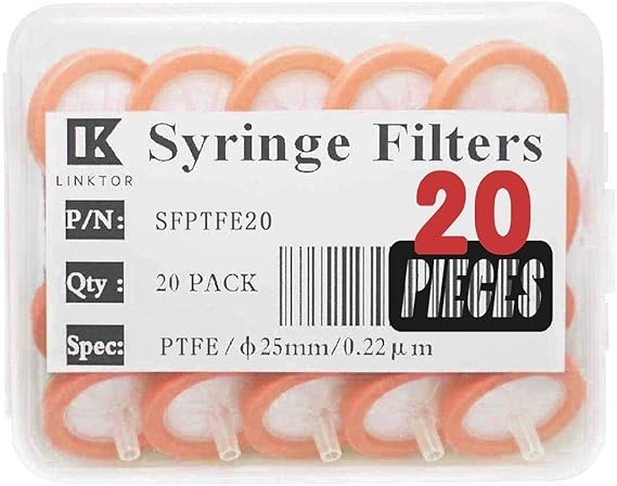 Rexar PVDF Syringe Filters 0.22 μm Pore Size, 25 mm Diameter – Pack of 20