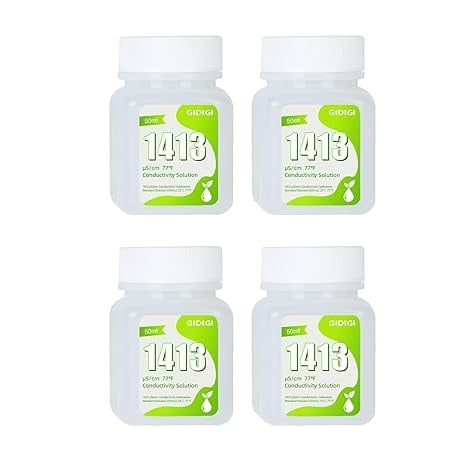 Rexar EC Calibration Solution 1413 µS/cm for EC and TDS Meters – 4 Bottles of 50 ml