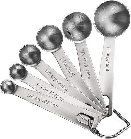 Rexar 18/8 Stainless Steel Measuring Spoon Set with Metric Markings – 6 Piece Set