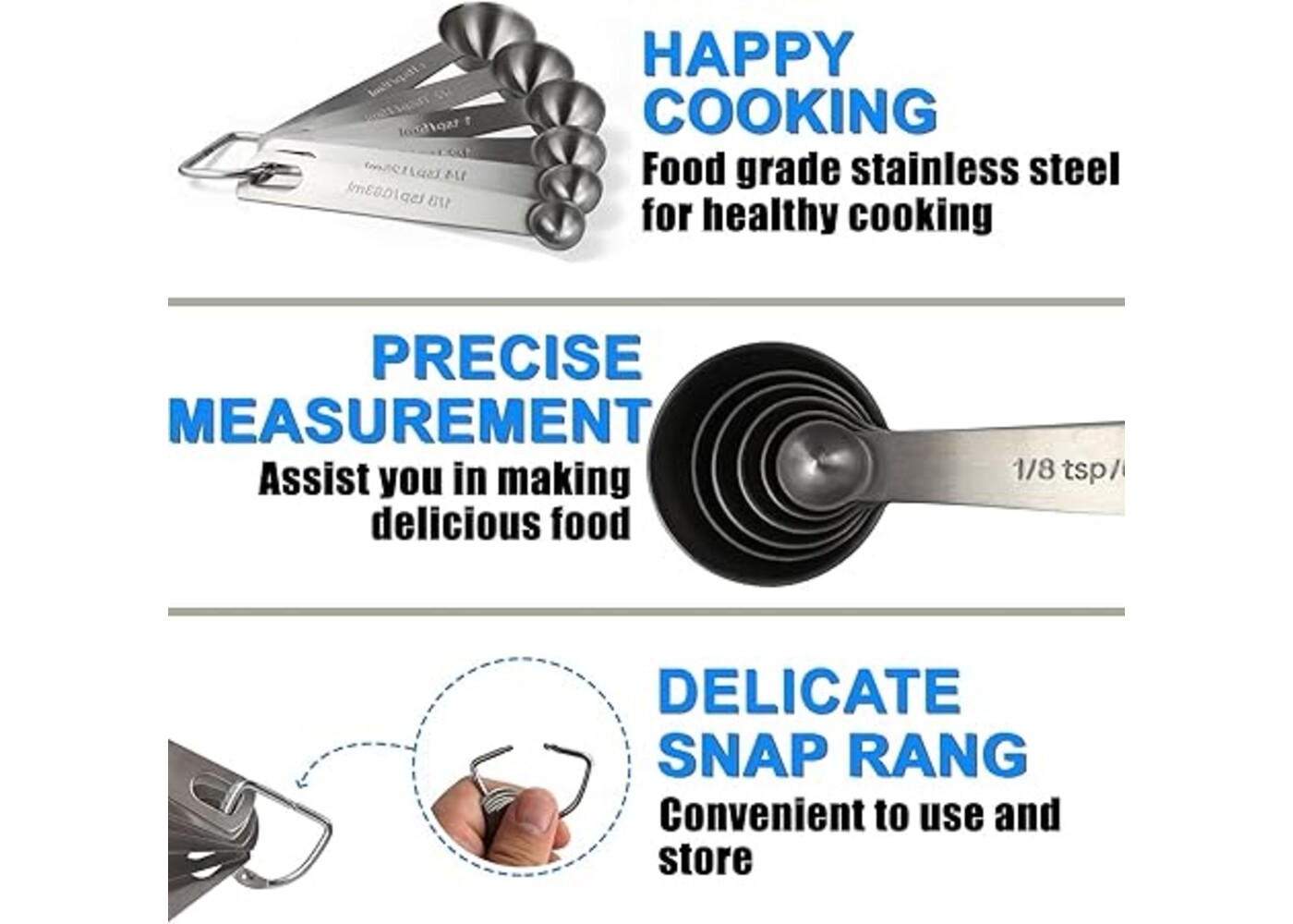 Rexar 18/8 Stainless Steel Measuring Spoon Set with Metric Markings – 6 Piece Set