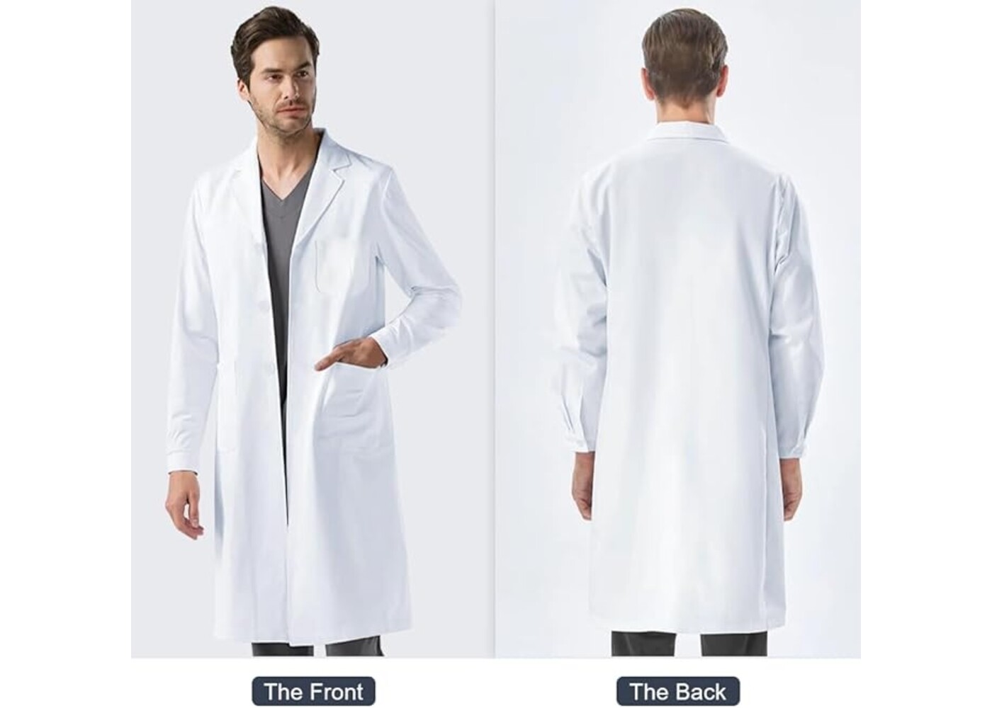 Rexar White Laboratory Coat with Long Sleeves and Storage Pockets – Unisex Lab Coat