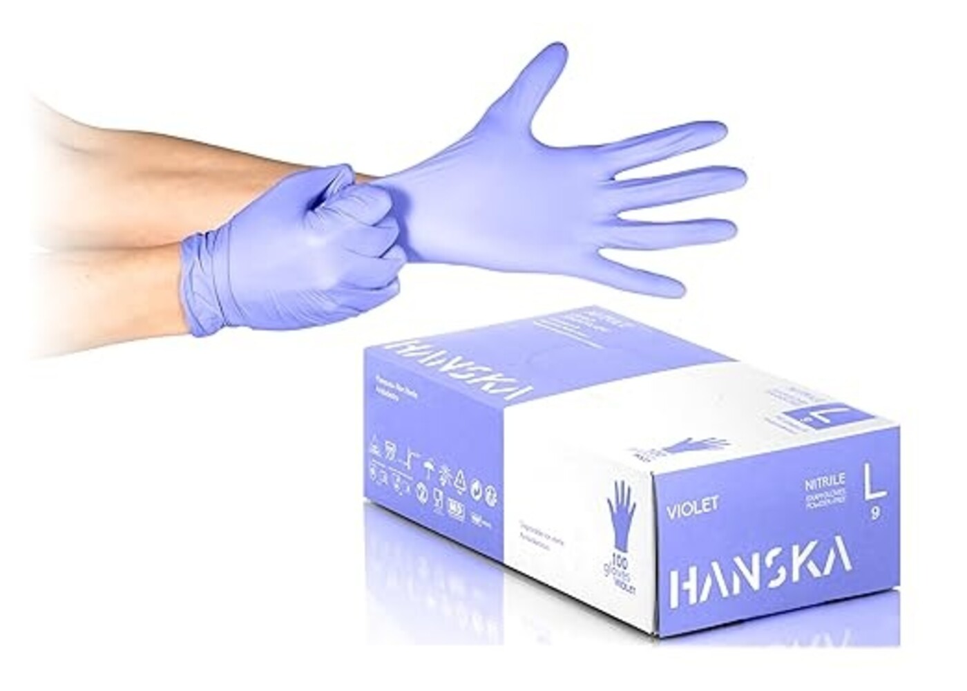 Rexar Powder-Free Nitrile Gloves Purple, Non-Sterile Disposable Gloves – Box of 100