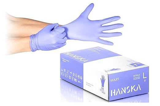 Rexar Powder-Free Nitrile Gloves Purple, Non-Sterile Disposable Gloves – Box of 100
