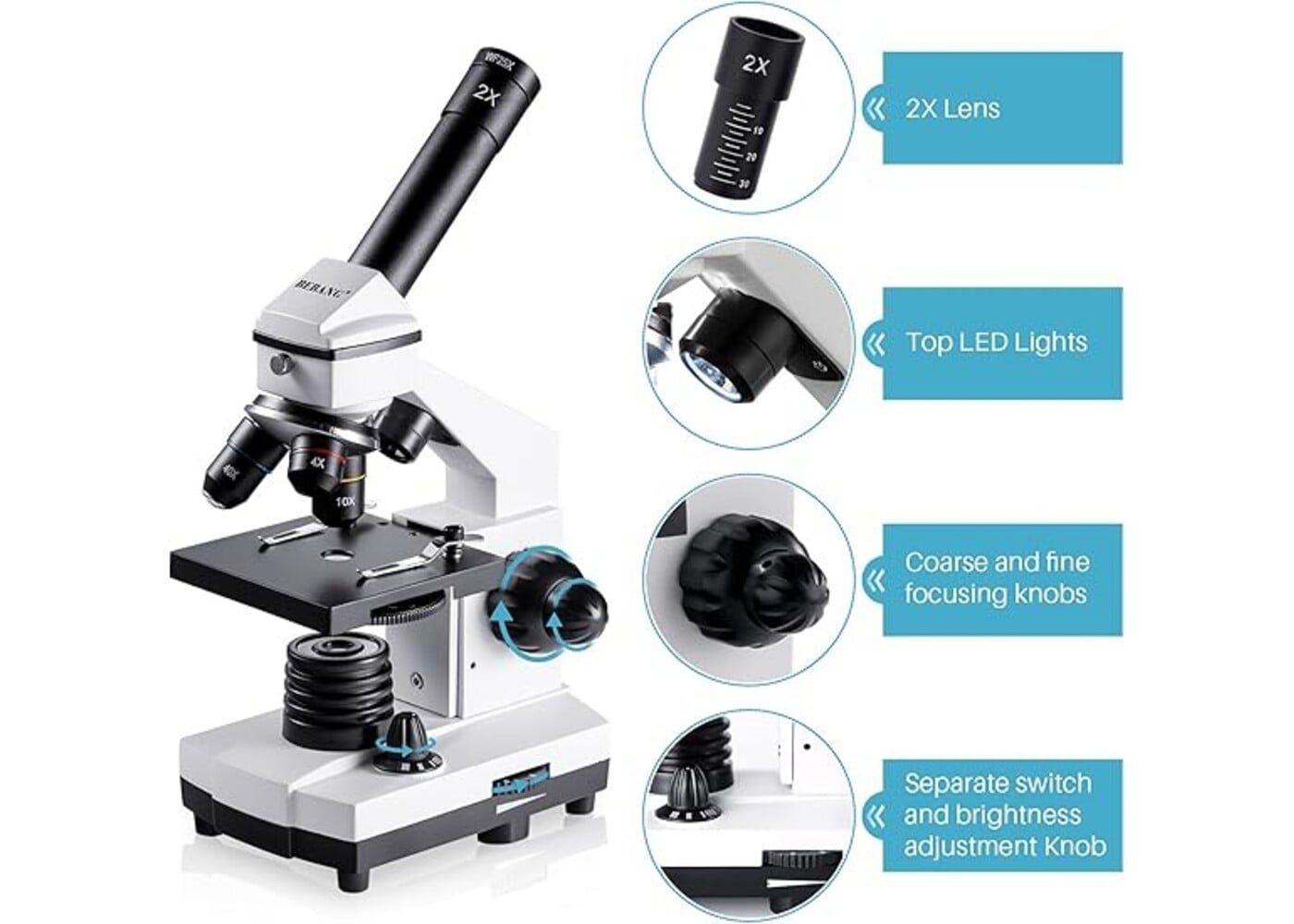 Rexar Professional Biological Microscope 100X–2000X with LED Illumination and Smartphone Adapter