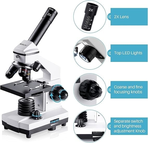 Rexar Professional Biological Microscope 100X–2000X with LED Illumination and Smartphone Adapter