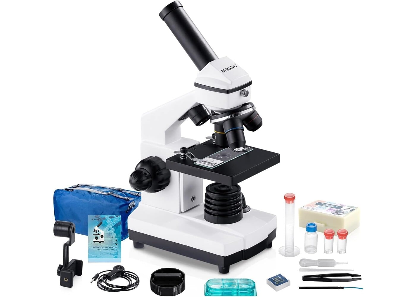 Rexar Professional Biological Microscope 100X–2000X with LED Illumination and Smartphone Adapter