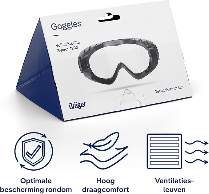 Rexar Dräger X-pect 4200 Full Vision Safety Goggles with Polycarbonate Lens and UV Protection