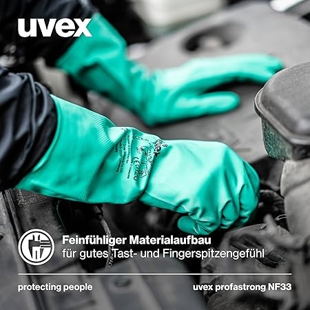Rexar Uvex Profastrong NF33 Nitrile Chemical Protection Gloves – 3 Pair Pack