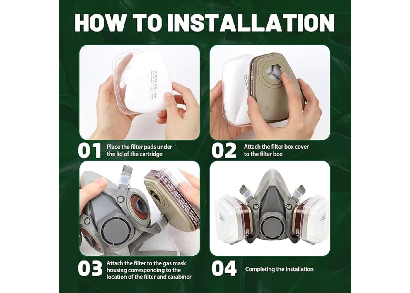 Rexar Reusable Half Face Respirator Mask Set with Dual Filters, Safety Goggles and Accessories