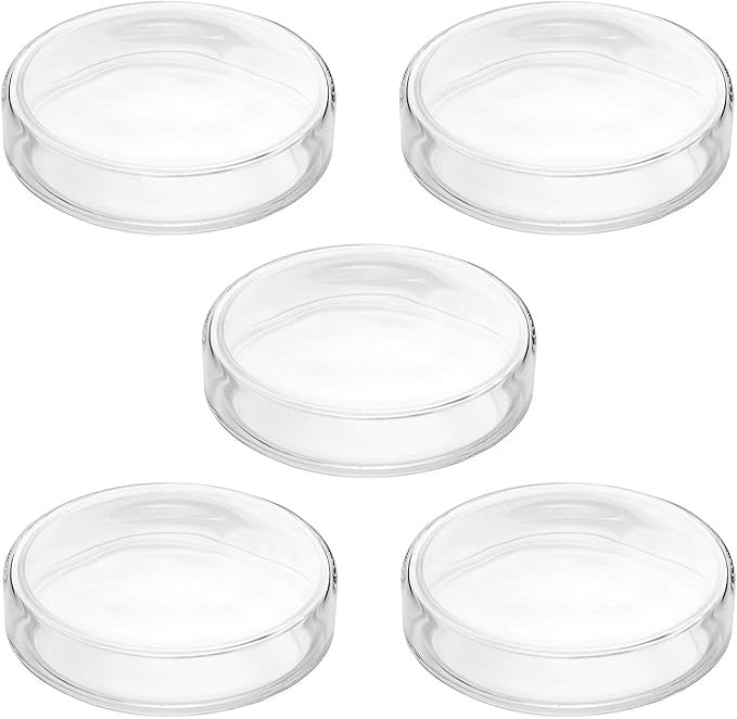 Rexar Borosilicate Glass Petri Dishes with Lids – 90 mm × 20 mm Laboratory Set (5 Pieces)