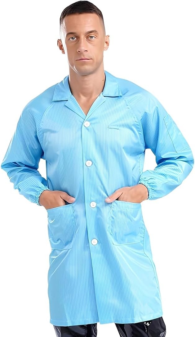 Rexar Anti-Static Laboratory Coat with Elastic Cuffs and Storage Pockets for Professional Laboratory Use