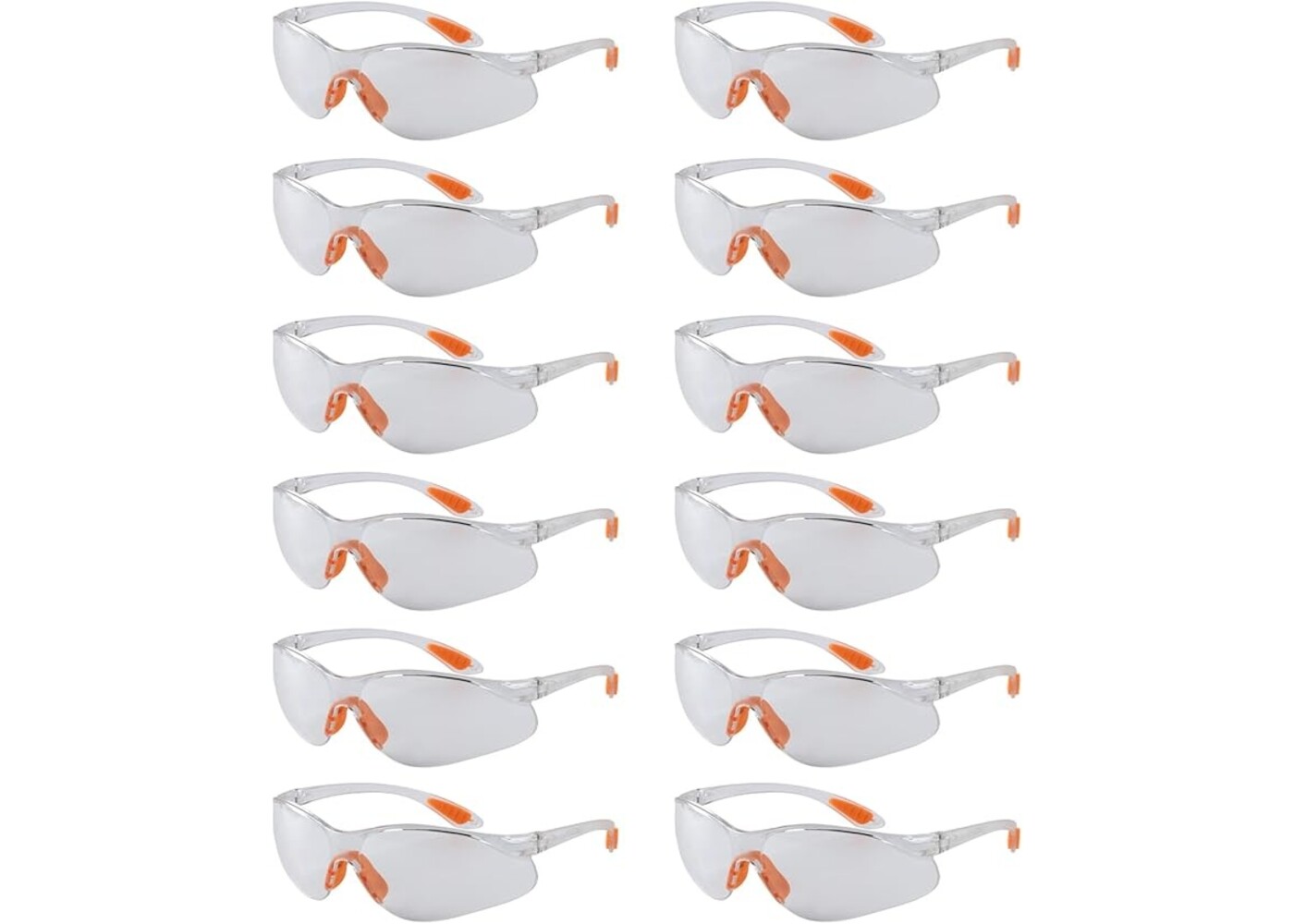 Rexar Transparent Safety Glasses with Clear Polycarbonate Lenses – Protective Eyewear 12 Pack