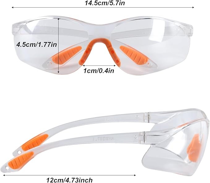 Rexar Transparent Safety Glasses with Clear Polycarbonate Lenses – Protective Eyewear 12 Pack