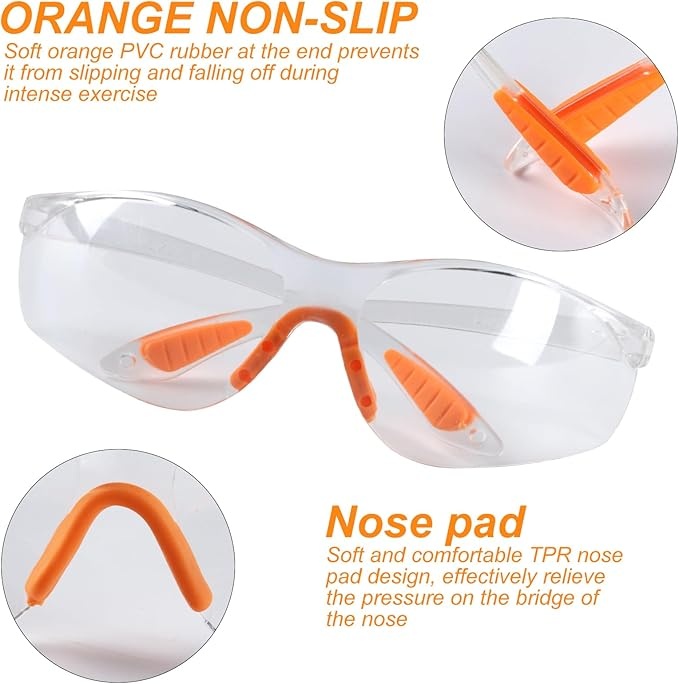 Rexar Transparent Safety Glasses with Clear Polycarbonate Lenses – Protective Eyewear 12 Pack