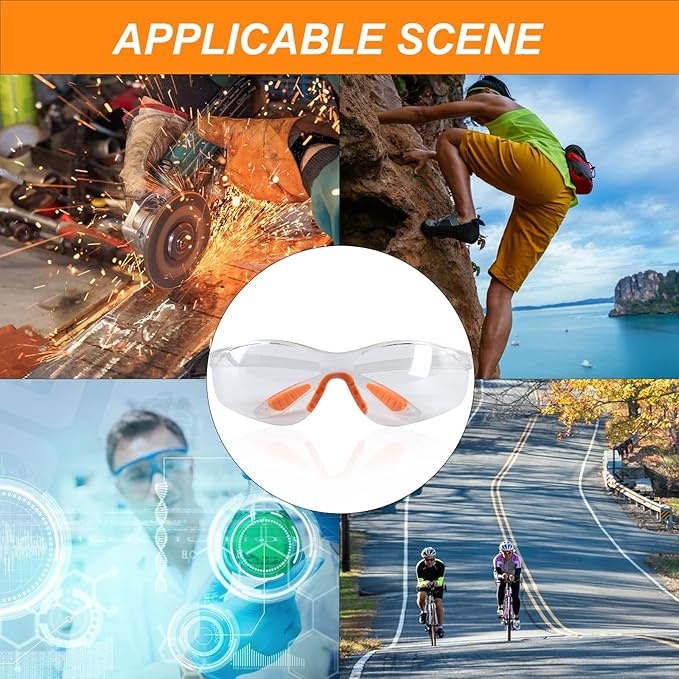 Rexar Transparent Safety Glasses with Clear Polycarbonate Lenses – Protective Eyewear 12 Pack