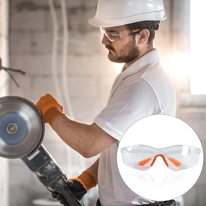 Rexar Transparent Safety Glasses with Clear Polycarbonate Lenses – Protective Eyewear 12 Pack