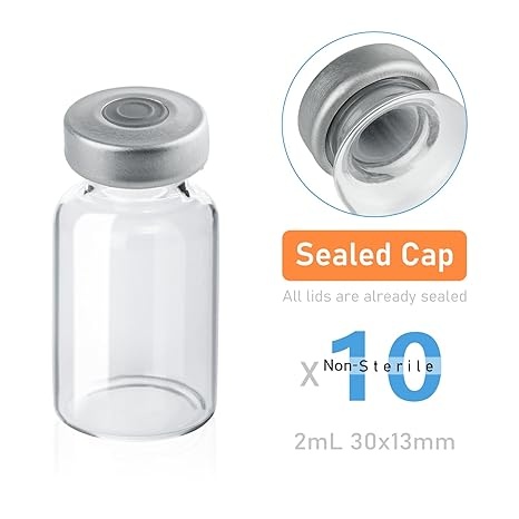 Rexar Borosilicate Glass Sealed Sample Vials with Self-Healing Septum – 3 ml (Pack of 10)