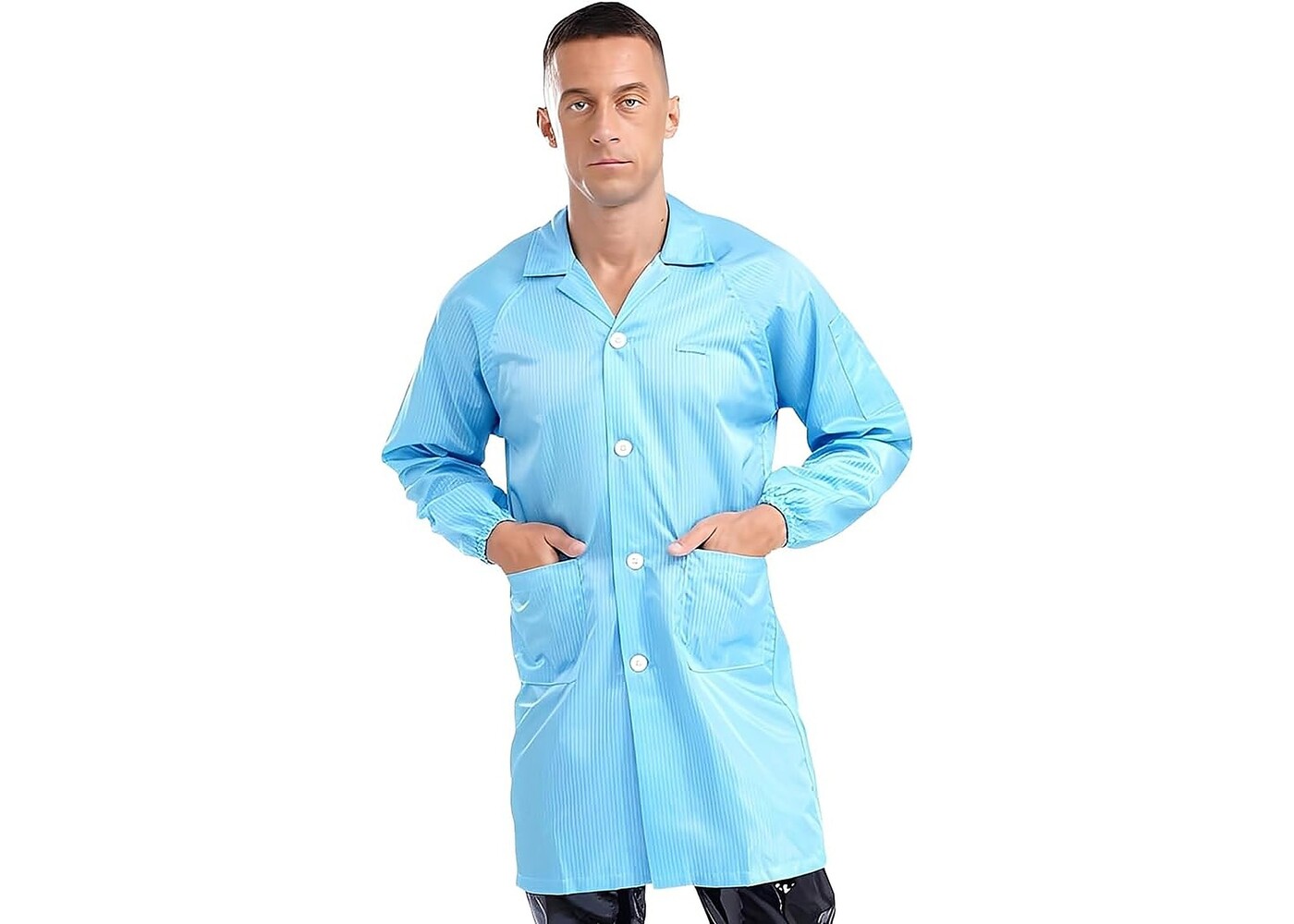 Rexar Anti-Static Laboratory Coat with Elastic Cuffs and Storage Pockets for Professional Laboratory Use