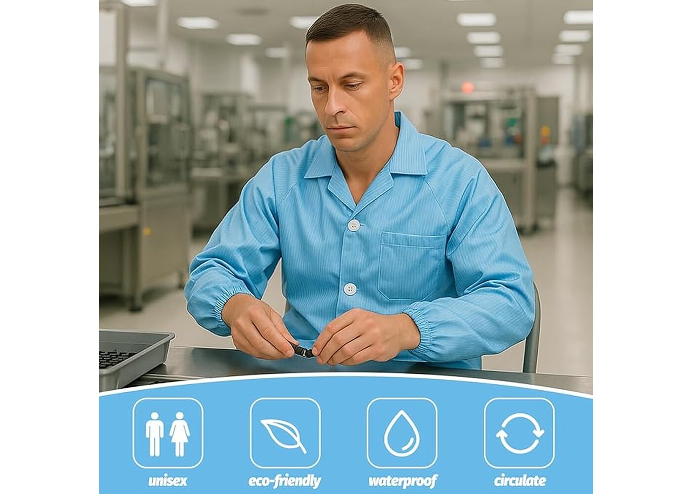 Rexar Anti-Static Laboratory Coat with Elastic Cuffs and Storage Pockets for Professional Laboratory Use