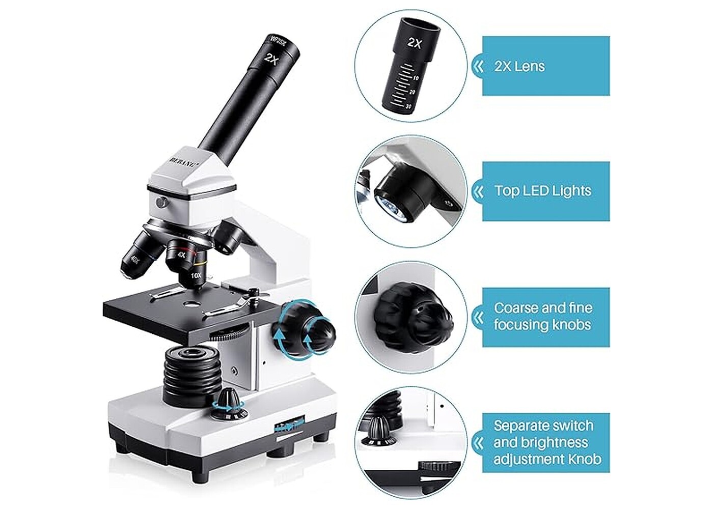 Rexar Professional Biological Microscope 100X–2000X with LED Illumination and Smartphone Adapter