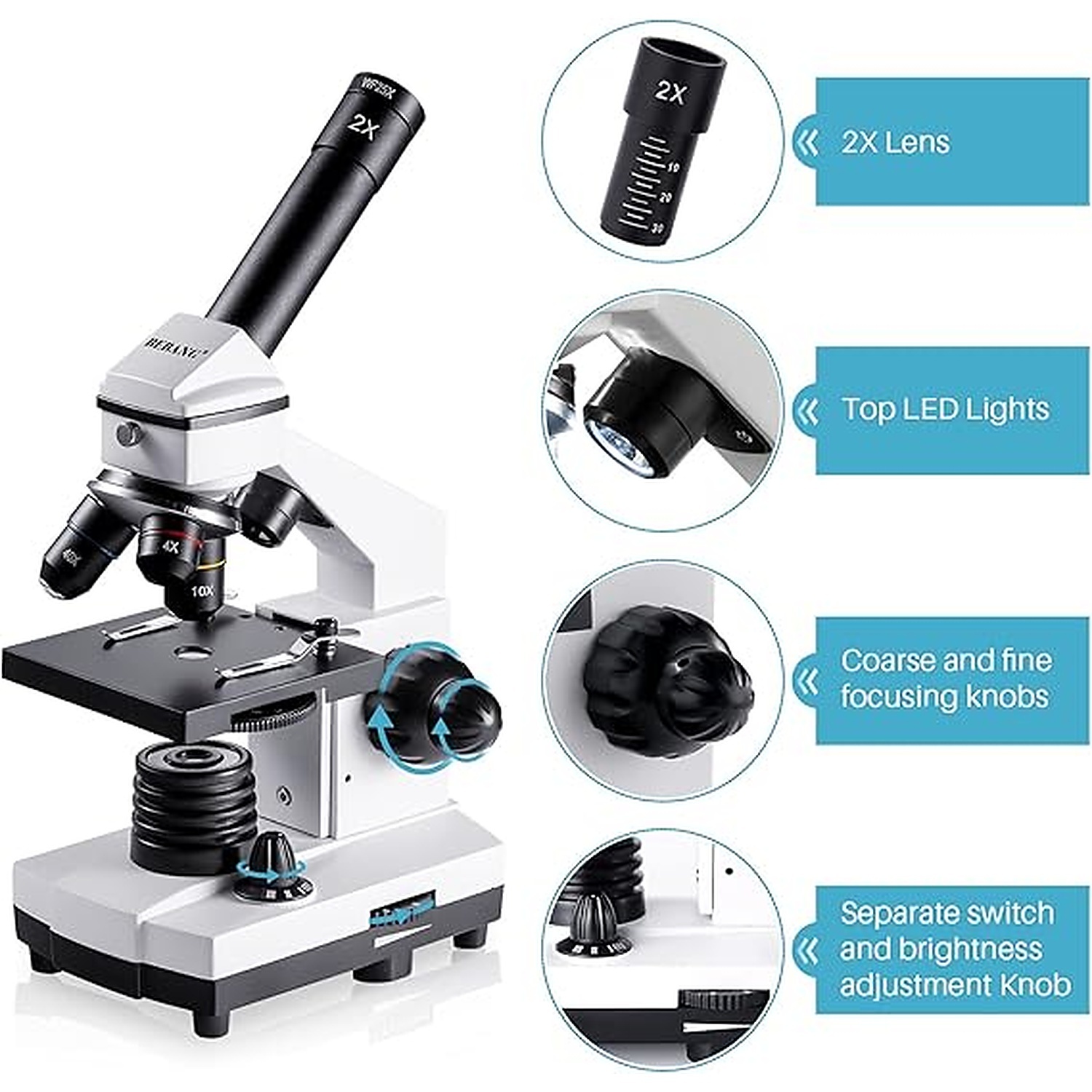 Rexar Professional Biological Microscope 100X–2000X with LED Illumination and Smartphone Adapter
