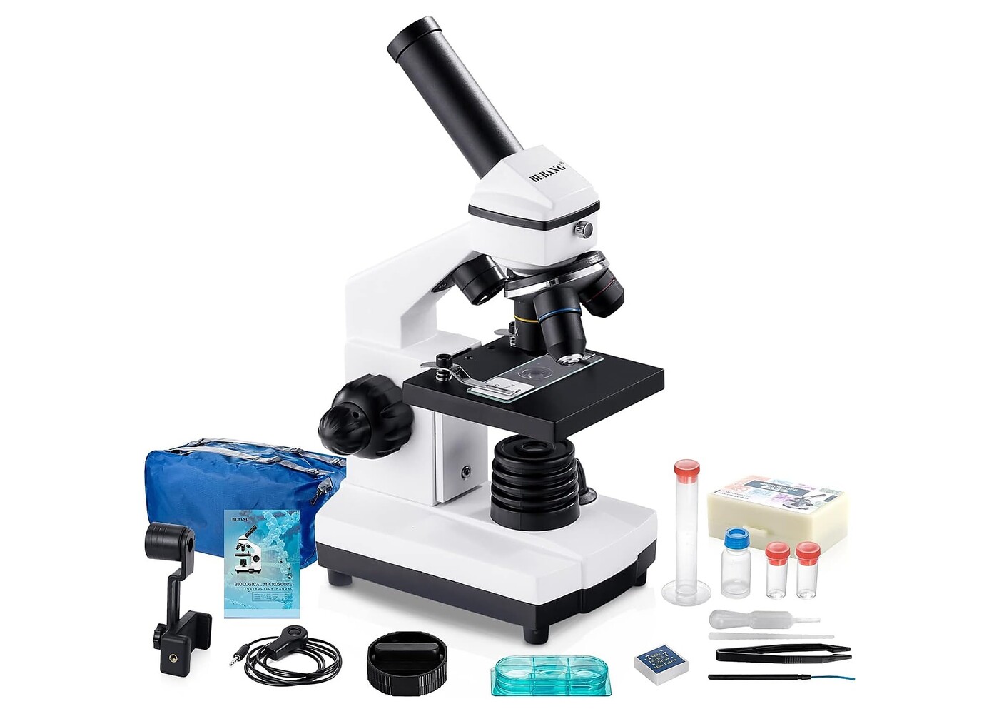 Rexar Professional Biological Microscope 100X–2000X with LED Illumination and Smartphone Adapter