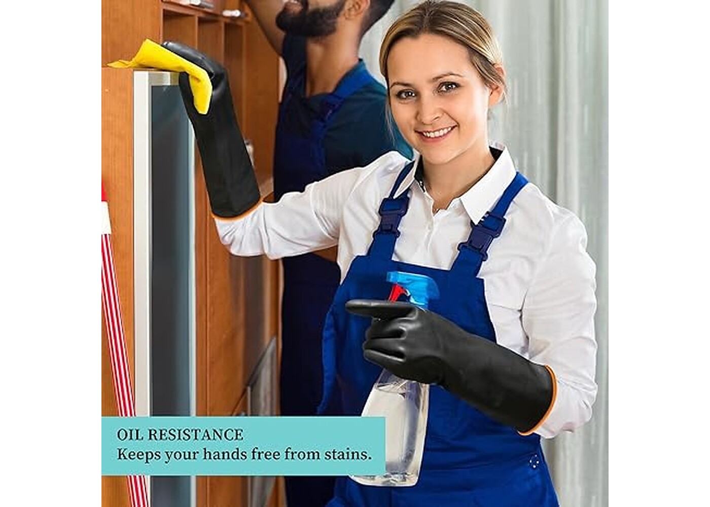 Rexar Heavy Duty Chemical Resistant Rubber Gloves – 35 cm Laboratory and Industrial Protection