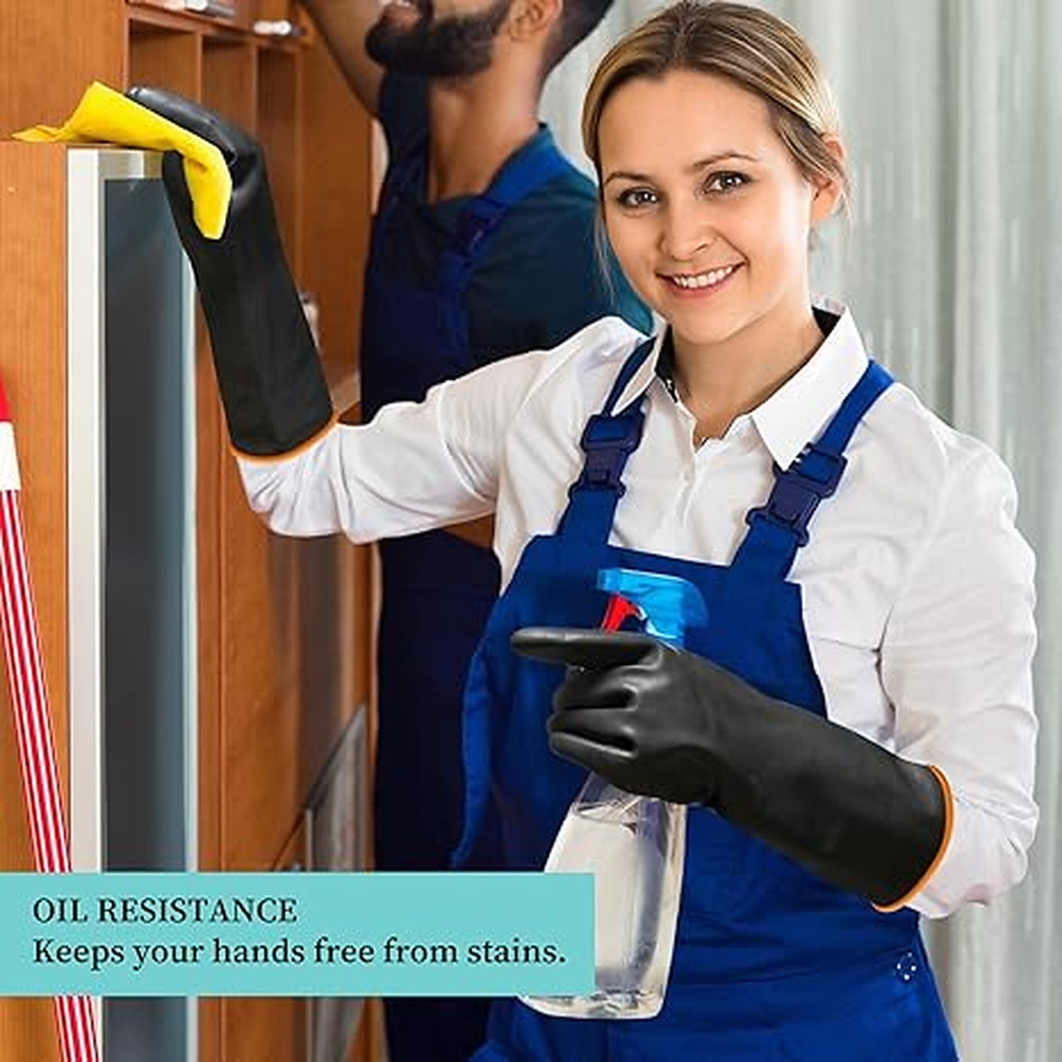 Rexar Heavy Duty Chemical Resistant Rubber Gloves – 35 cm Laboratory and Industrial Protection