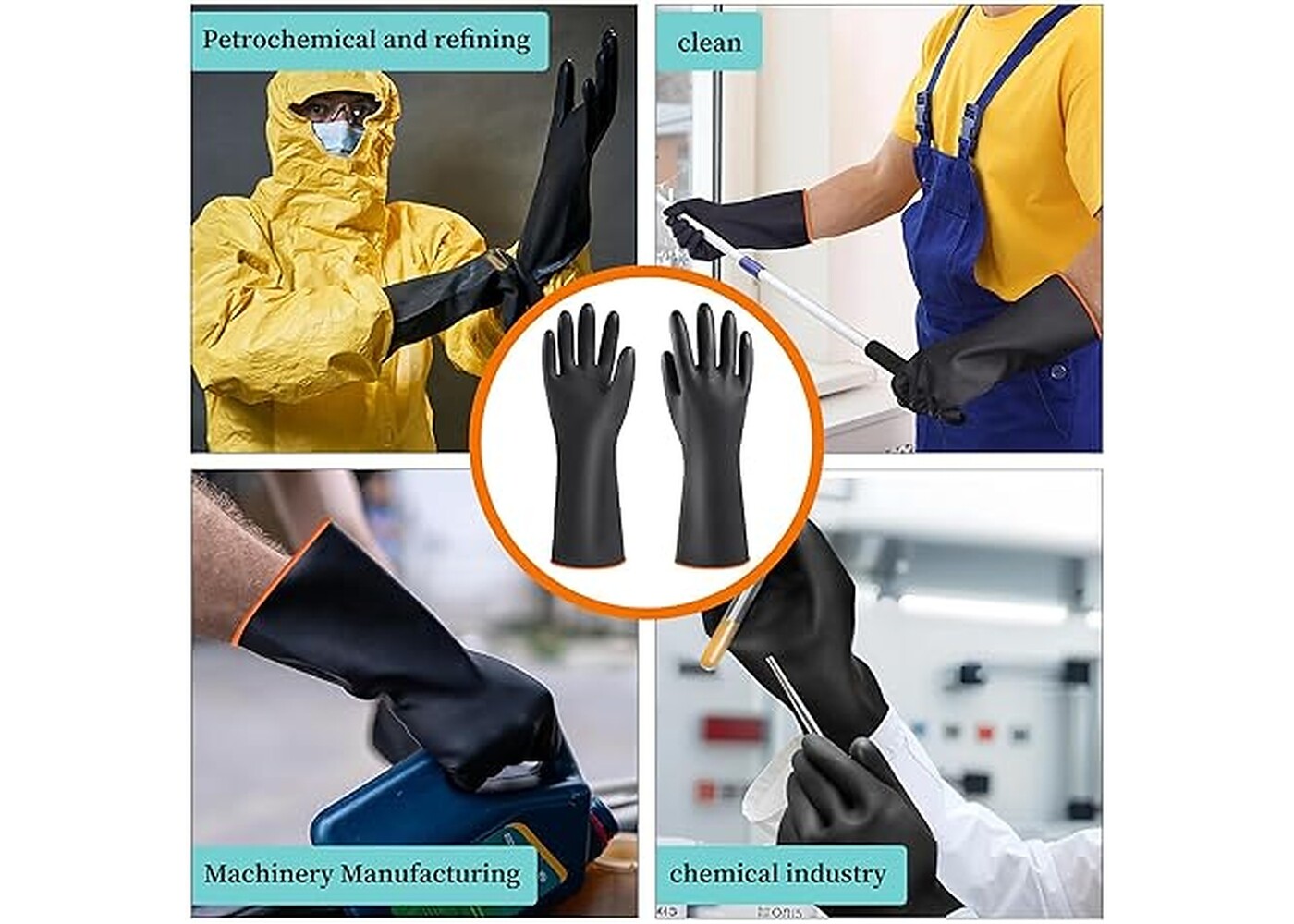 Rexar Heavy Duty Chemical Resistant Rubber Gloves – 35 cm Laboratory and Industrial Protection