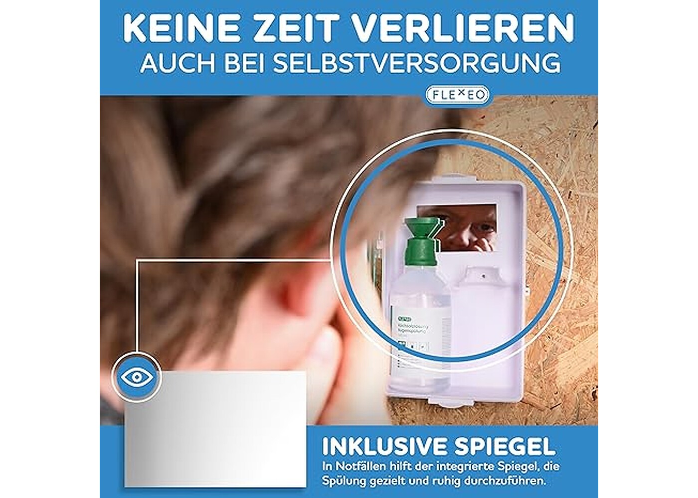 Rexar Emergency Eyewash Station with 2 × 500 ml Sterile Saline Solution Bottles and Wall Mount