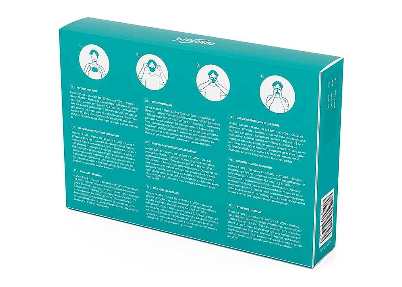 Rexar FFP2 Face Masks Black 5-Layer Respirators – Individually Packed, Pack of 20