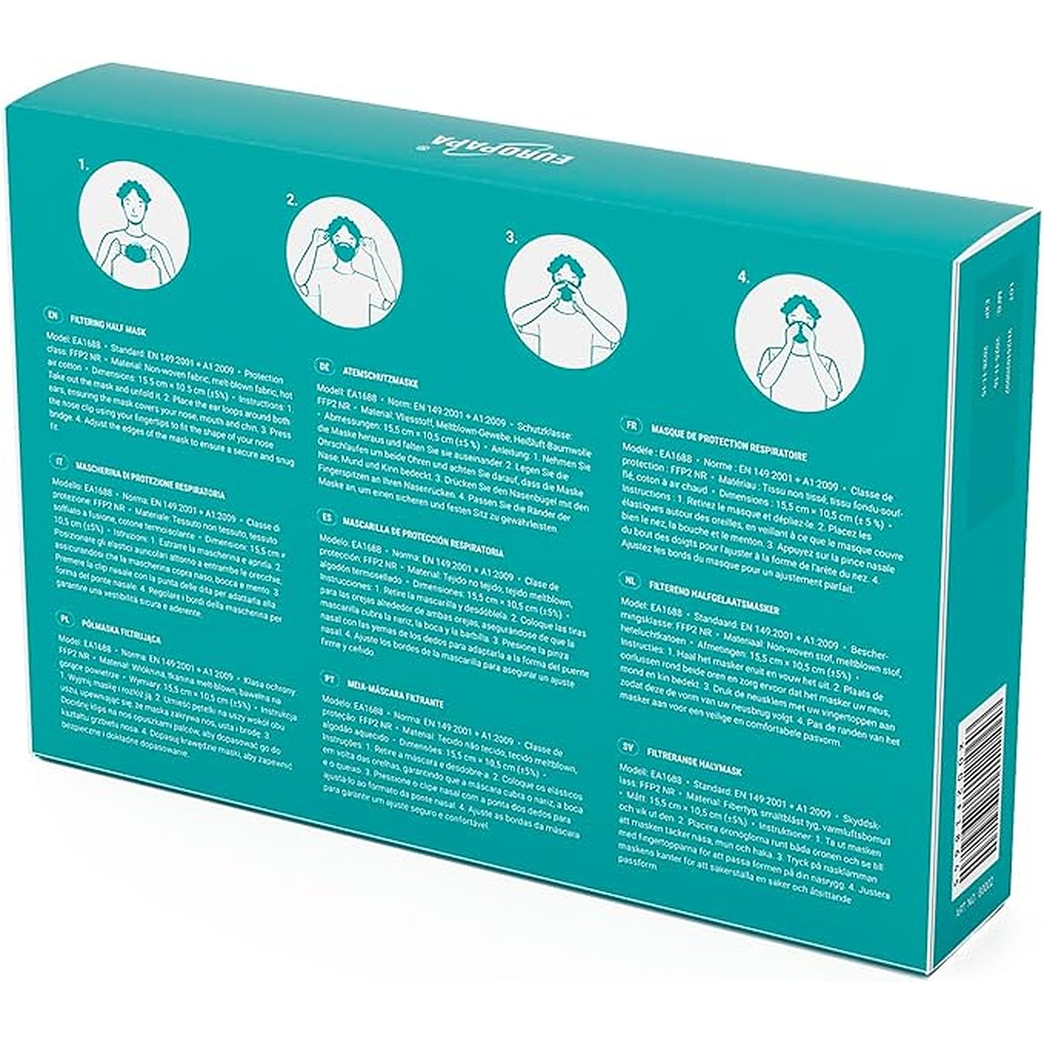 Rexar FFP2 Face Masks Black 5-Layer Respirators – Individually Packed, Pack of 20