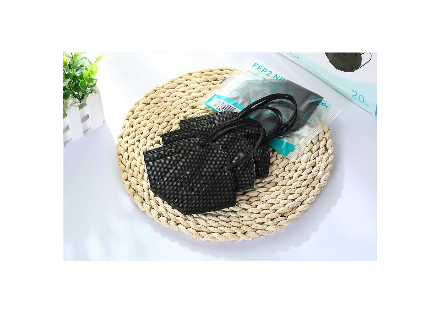 Rexar FFP2 Face Masks Black 5-Layer Respirators – Individually Packed, Pack of 20