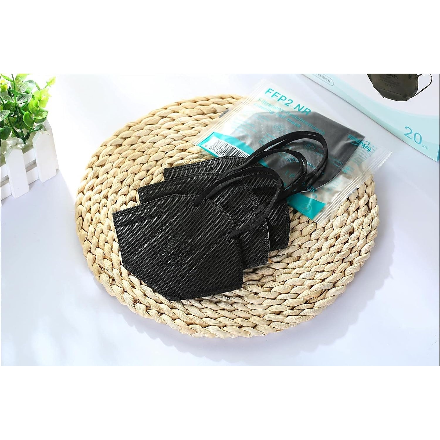 Rexar FFP2 Face Masks Black 5-Layer Respirators – Individually Packed, Pack of 20