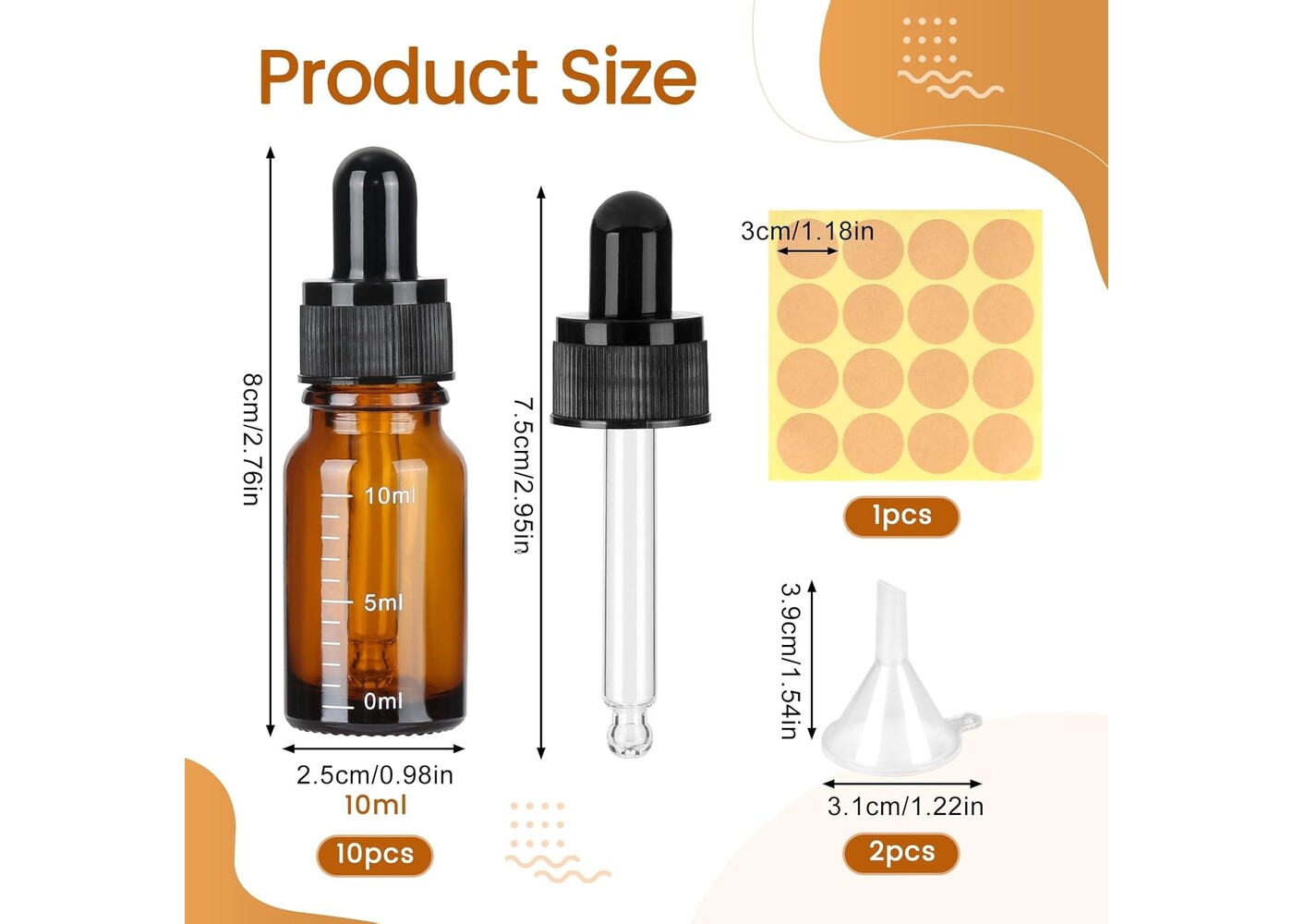 Rexar Glass Dropper Bottles – 10 ml Laboratory Sample Bottles