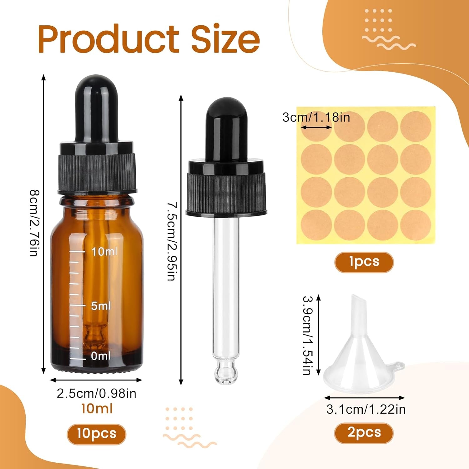 Rexar Glass Dropper Bottles – 10 ml Laboratory Sample Bottles