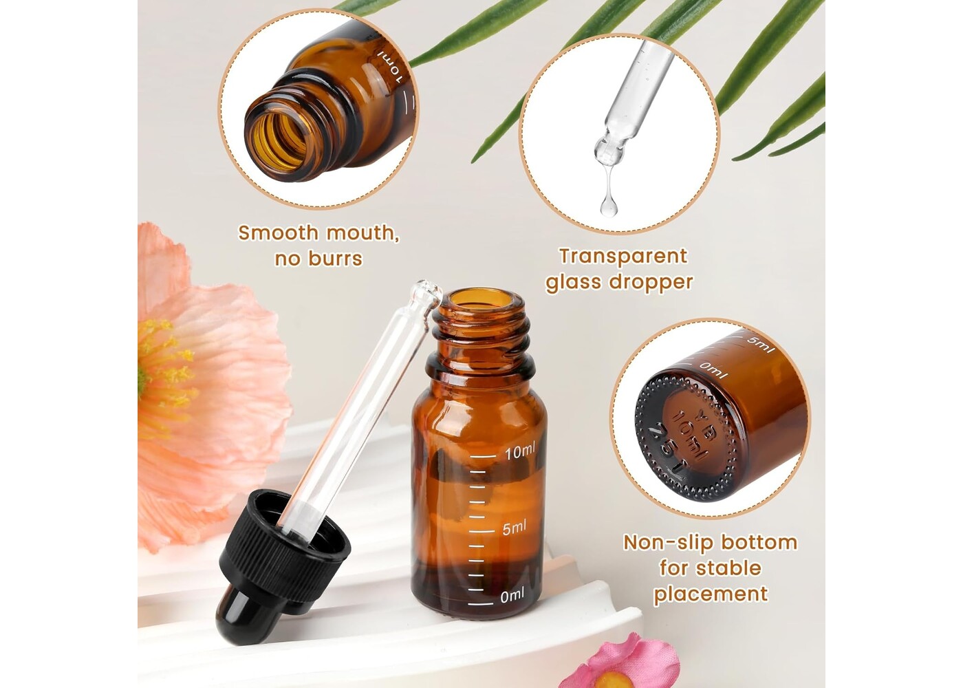 Rexar Glass Dropper Bottles – 10 ml Laboratory Sample Bottles