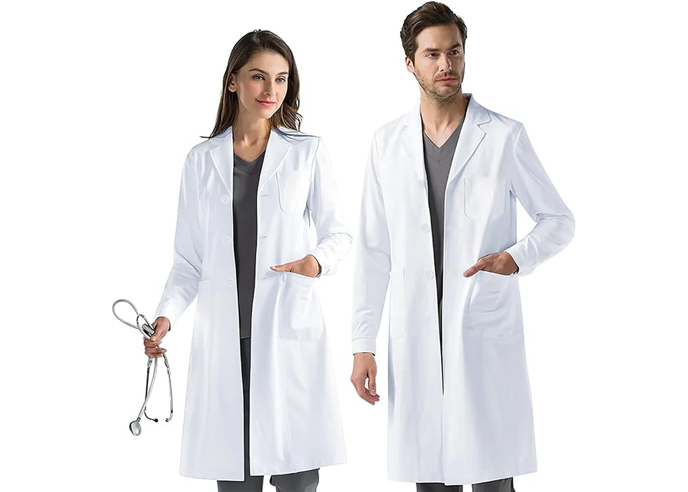 Rexar White Laboratory Coat with Long Sleeves and Storage Pockets – Unisex Lab Coat