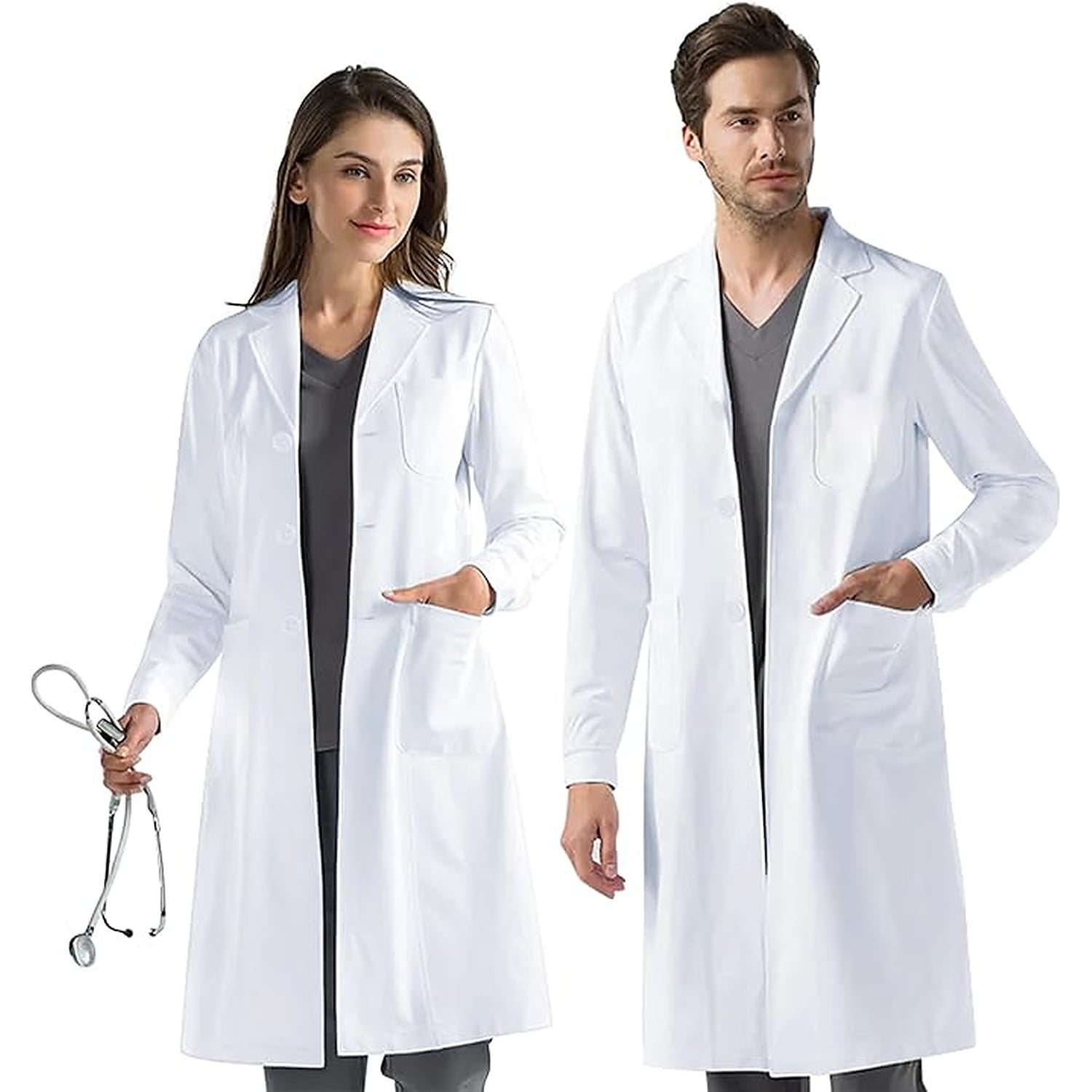 Rexar White Laboratory Coat with Long Sleeves and Storage Pockets – Unisex Lab Coat
