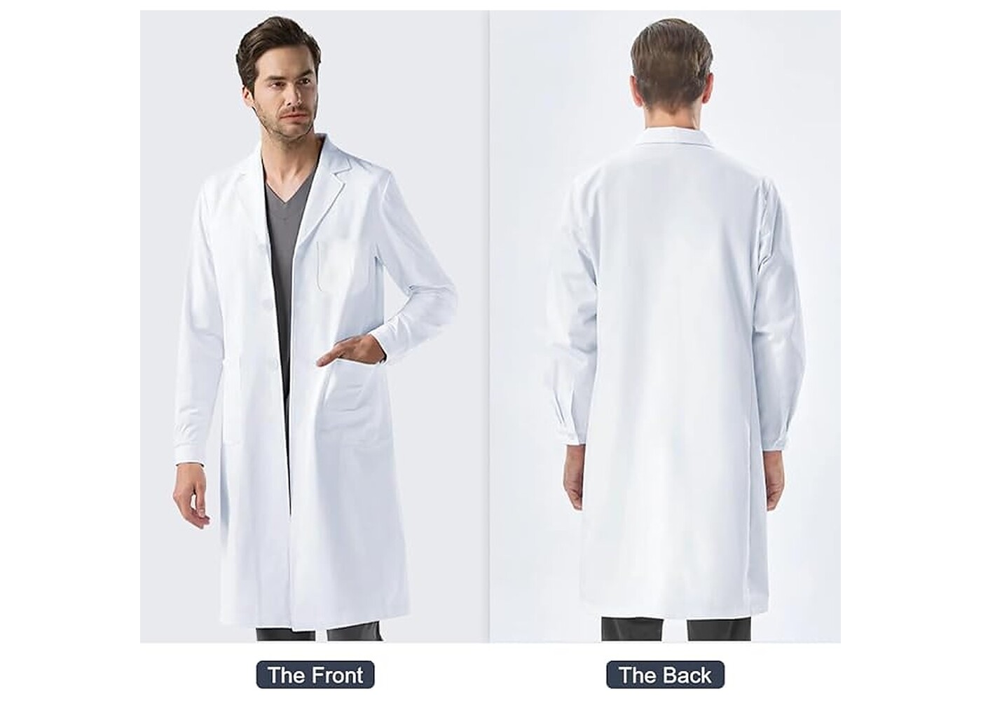 Rexar White Laboratory Coat with Long Sleeves and Storage Pockets – Unisex Lab Coat