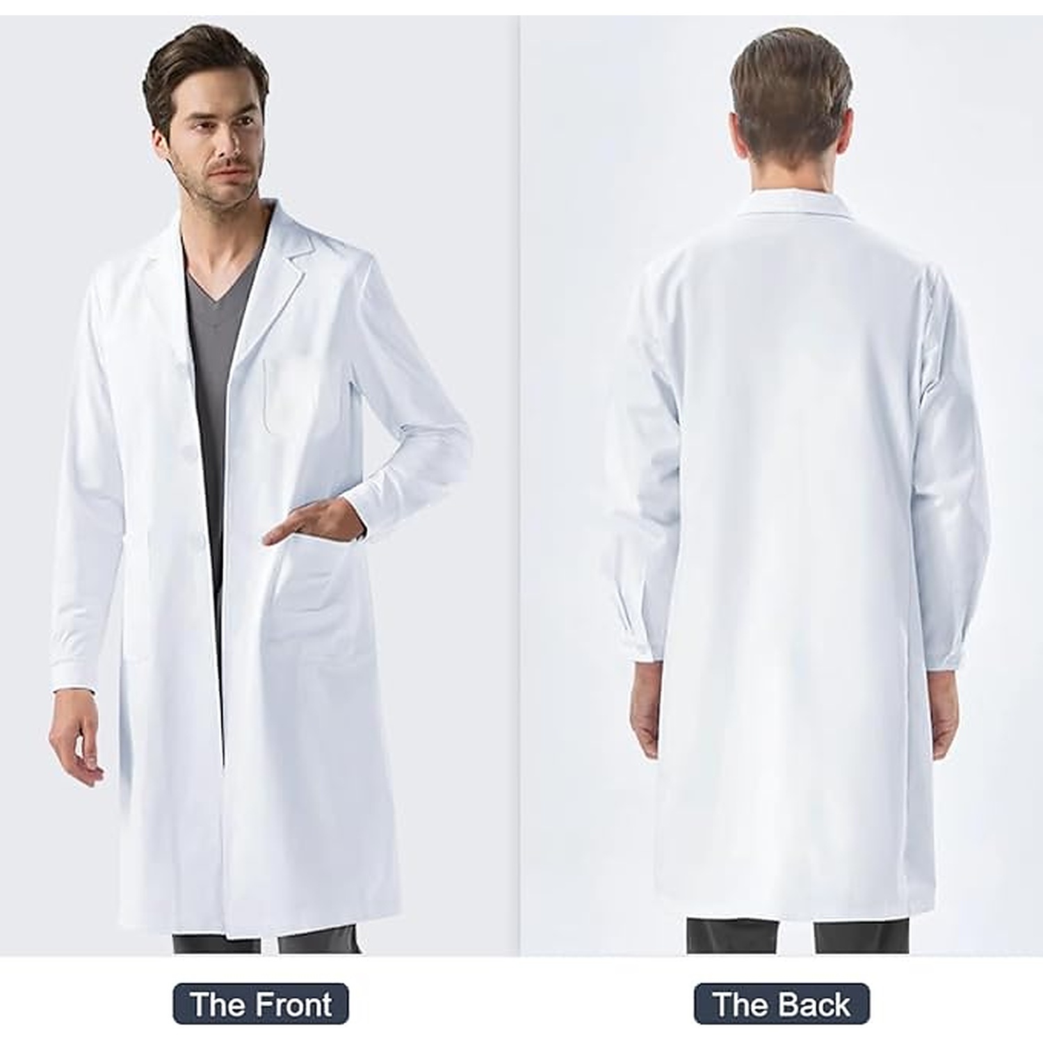 Rexar White Laboratory Coat with Long Sleeves and Storage Pockets – Unisex Lab Coat