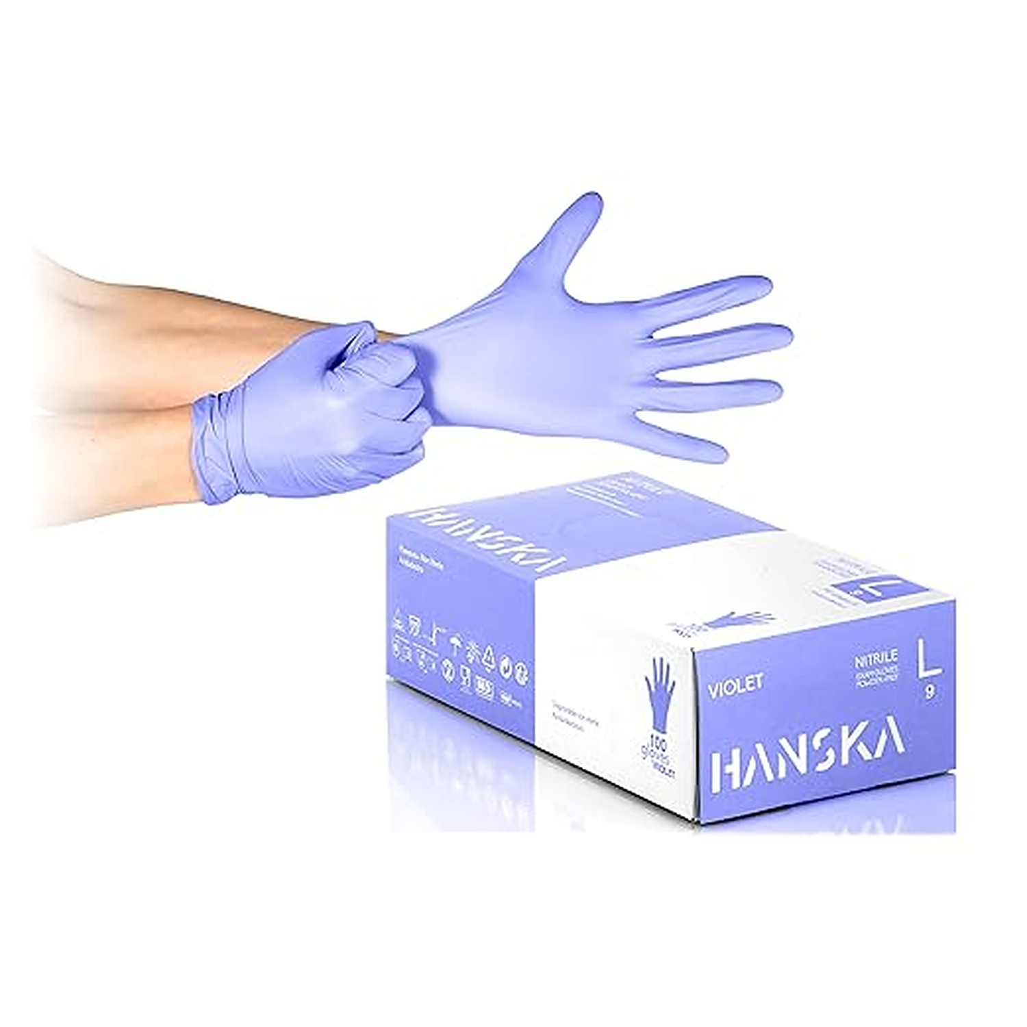 Rexar Powder-Free Nitrile Gloves Purple, Non-Sterile Disposable Gloves – Box of 100