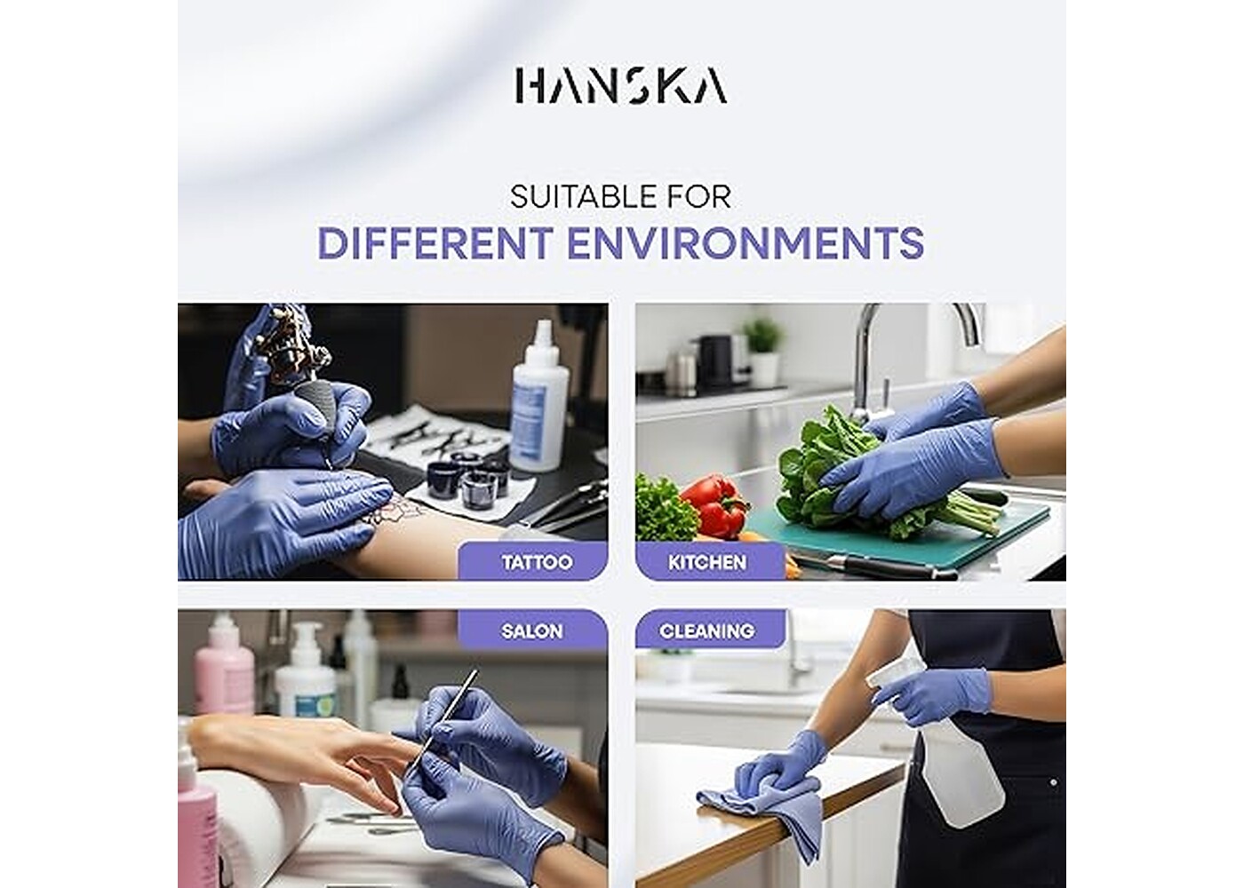 Rexar Powder-Free Nitrile Gloves Purple, Non-Sterile Disposable Gloves – Box of 100