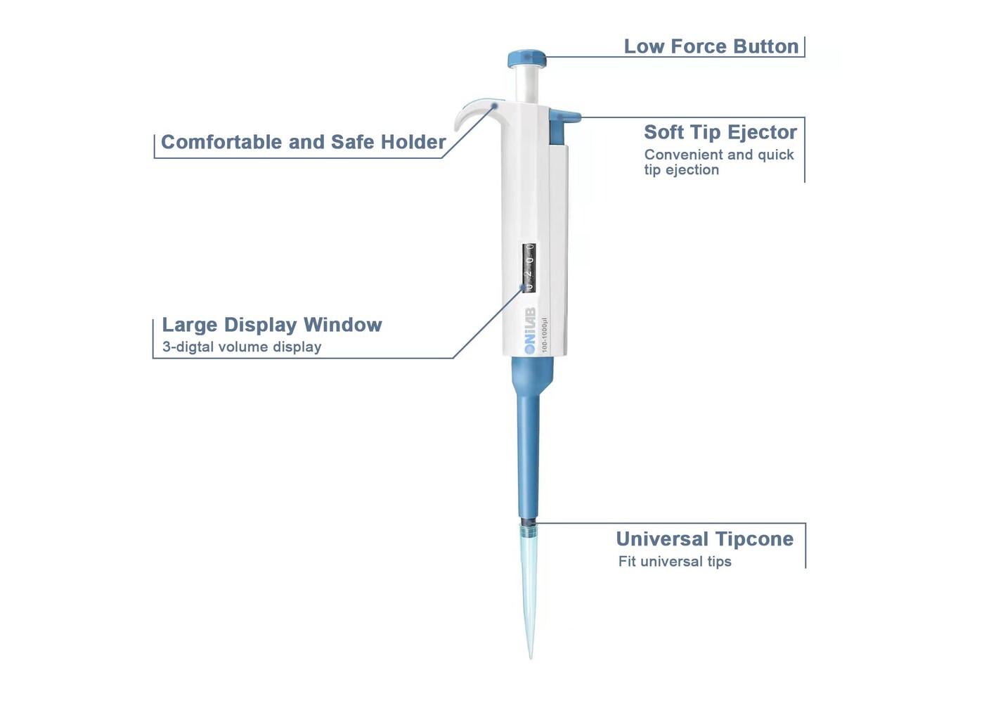Rexar ONiLAB Laboratory Micropipette – 100–1000 µL Adjustable Pipette
