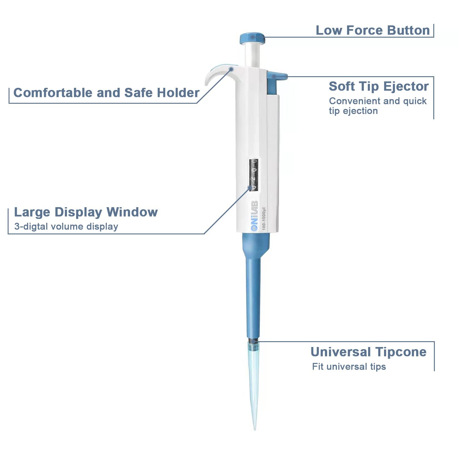 Rexar ONiLAB Laboratory Micropipette – 100–1000 µL Adjustable Pipette